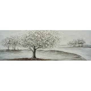Ölgemälde BÖNNINGHOFF "handarbeit BÄUME 40x120 cm – Wandbild Kunst Deko modern", farbe bild(er): weiß, grau, schwarz, gold, B:120cm H:40cm T:2cm, Acrylfarbe, Canvas, Holz, Bilder, Ölgemälde