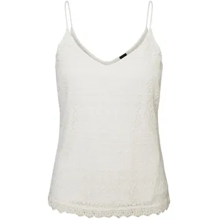 VERO MODA Damen VMHONEY LACE Singlet WVN Top, Weiß (Snow White), L