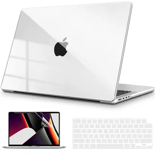 B BELK Kompatibel mit MacBook Pro 14 Zoll Hülle 2023 2022 2021 Release M2 A2779 A2442 M1 Pro/Max Chip mit Touch ID, Clear Plastic Hard Shell Case mit Tastaturabdeckung + Displayschutzfolie,
