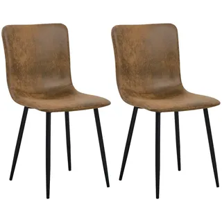 FurnitureR Esszimmerstuhl 2er Set, Küchenstuhl mit Kunstlederbezug und schwarzen Metallbeinen, Polsterstuhl im Industrial Design, Sitzhöhe 46 cm, 40×38×86 cm für Esszimmer, Küche oder Wohnzimmer
