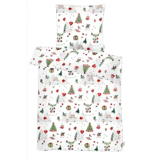 APELT Max Flanell Winterwelt Rot 135 x 200 cm + 80 x 80 cm