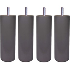 Margot Chamäleon Zylinder Set mit 4 Lattenrostfüßen, Holz, grau-Taupe, 7 x 7 x 20 cm
