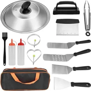 14-teilige Grillset, roestfreies Grill-Outdoor-Equipment mit großen Fähigkeiten, Premium Heavy-Duty Camping-Grill-Equipment-Set, tragbare Grill-Accessoires