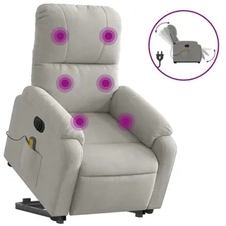 Massagesessel Aufstehhilfe Elektrisch Hellgrau Mikrofasergewebe - Grau, Hellgrau