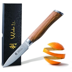 Wakoli Olive Damastmesser Officemesser I 8,50 cm Klinge gefertigt aus 67 Lagen I Premium Damast Küchenmesser und Profi Messer aus edlem Damaststahl mit Griff aus Olivenholz