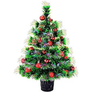 Künstliche Glasfaser Desktop Weihnachtsbaum 22 '' Mini vorbeleuchteten Weihnachtsbaum Solid Base Balls Ornamente Dekorationen enthalten