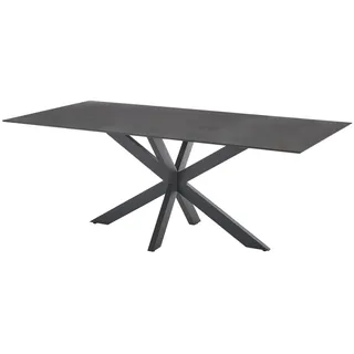 Diamond Garden Marbella Gartentische HPL Granit Dunkel - Edelstahl Dunkelgrau 200x100 cm