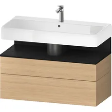 Duravit Qatego Waschtischunterbau, 1 Auszug und 1 Schublade, 990x470x590mm, Nische Eiche Schwarz, QA4395016, Farbe: Eiche Natur/mit Nischenbeleuchtung