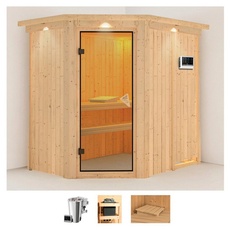 Bild Sauna »Swantje«, (Set), 3,6-kW-Bio-Plug & Play Bio-Ofen mit externer Steuerung beige