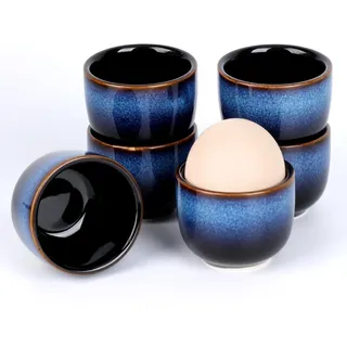 VHUTOU 6 Stück Eierbecher, Eierbecher Camping Eierständer Eierhalter Egg Cup verschiedenen Blau Eier Becher Service Eierständer