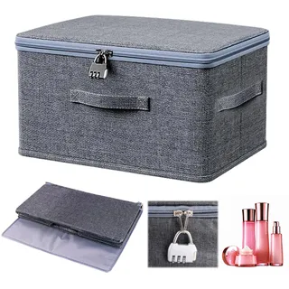 RICKMASK Abschließbare Box Aufbewahrungsbox Stoff Mit Schloss: Verschließbare Box Mit Deckel Kiste Abschließbar - Organizer Boxes mit Verschluss für Spielzeug, Kleidung