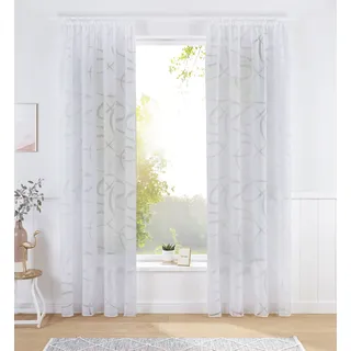 Gardine BRUNO BANANI "Tilo" Gr. 2, weiß, B:140cm H:175cm, Ausbrenner, Polyester, Viskose, Gardinen, Gardine, transparent, Ausbrenner, gewebt, verschiedene Größen, Topseller