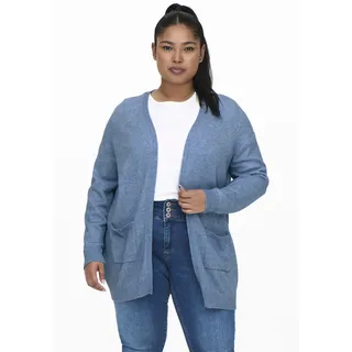 ONLY CARMAKOMA Strickjacke "CARESLY L/S OPEN CARDIGAN NOOS KNT", Damen, Gr. S, blau (allure melange), Strick, Obermaterial: 50% Viskose, 27% Nylon, 23% Polyester, meliert, regular fit hüftbedeckend, V-Ausschnitt, Rippstrickbündchen, Strickjacken Strickjacke