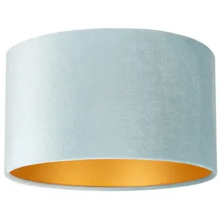 Leuchtenschirm , Hellblau , Metall, Textil , Federn , zylindrisch , E27 , 24 cm , Lampen & Leuchten, Leuchtenzubehör, Lampenschirme