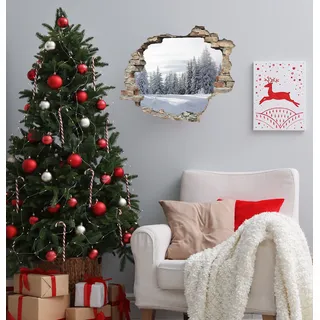 Queence "Tannenlandschaft im Schnee", selbstklebender Wandsticker Weihnachten,