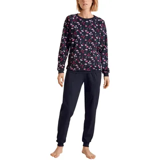 CALIDA Midnight Love Bündchen-Pyjama Damen, aus 100% Dicker Baumwolle