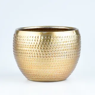 Blumentopf Gold Metall 15 cm Pflanzkübel Pflanzgefäß Orientalisch Wohnaccessoire