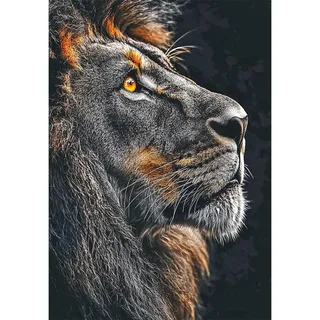 DCIDBEI Diamond Painting Bilder Löwe Schwarz 40x50cm Stickerei Löwe | Handarbeit Basteln Mosaik Bilder zum Sticken Kreuzstich Löwe Diamond Painting König der Löwen Mut Stärke Majestät