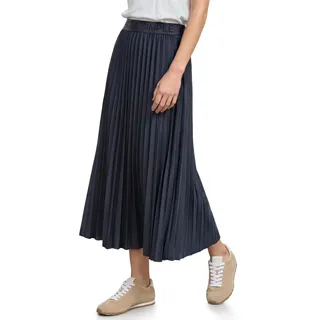 Street One Midirock aus Mesh in Plisséestruktur Darkest Blue 40