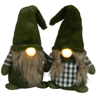 Brandsseller Weihnachtswichtel 28 cm mit LED – Skandinavische Figuren, detailreiche GNOME als dekorative Winterdeko für Tisch, Fenster & Wohnzimmer, Paar