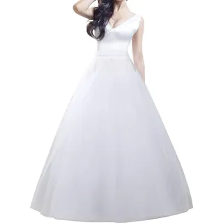 MeiLiMiYu Reifrock Petticoat Reifrock Reifrock 6 Schichten Bodenlang Ballkleid Petticoat Unterrock Slip für Hochzeitskleid, Weiss/opulenter Garten, L