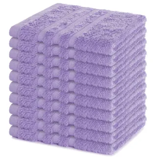 Lavea® 10er Seiftuch Set, 30 x 30 cm, 100% Baumwolle Frottier 500 g/m2, Gästehandtücher und kleine Waschlappen, pflegeleicht 60 °C, Frottierserie Elena, ideal für Bad und Gäste WC, Lavendel