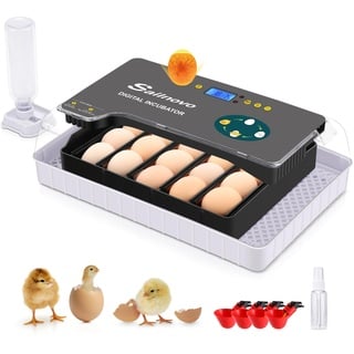 Sailvono 20 Incubateur entièrement automatique, avec ajout d'eau externe, contrôle de la température, éclairage LED, retournement automatique des œufs, de poules - Noir