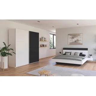 Rauch "Monza", mit Schwebetürenschrank Breite 218 cm, Bettanlage in 2 Breiten, alpinweiß, graumetallic),