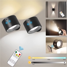 Elitlife LED Wandleuchte Innen Dimmbar, 360°drehbare Wandlampe mit Touchfunktion & Fernbedienung & Timing, Magnetische Leselampen zur Wandmontage, Up&Down Wandlampe für Wohnzimmer Badezimmer Flure