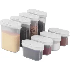 Signoraware Premium Gewürzboxen Aufbewahrungsboxen für Gewürze in groß und klein mit praktischen Streuer aus BPA-Freiem Plastik luftdichtes Vorratsdosen Set für die Küche - 8er Pack