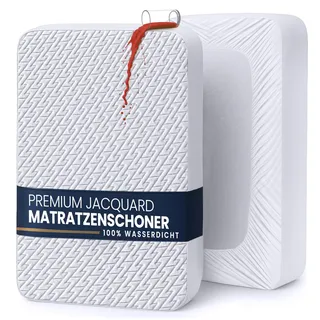 Utopia Bedding Wasserdichter Matratzenschoner (140 x 190 x 30 cm) Hochwertiges Zickzack-Design, atmungsaktiver Matratzenschoner aus weichem 3D-Gewebe, passgenauer Schnitt mit tiefen dehnbaren Taschen.