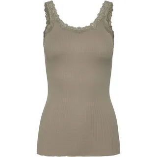 rosemunde Spitzentop "Babette Silk Top mit Seide" umgedrehter Vintage-Spitzenbesatz, feminin, bequem, Seidenmix, khaki