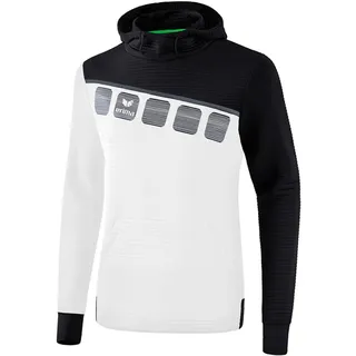 Erima Herren 5-C Kapuzensweat weiß/schwarz/dunkelgrau, XXL