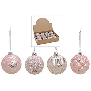 MC-Trend 12er Set edle Luxus Glas Weihnachtskugeln Ø 8cm Weihnachtsbaum Kugeln Christbaumkugeln Weihnachts Deko (ROSA Silber)