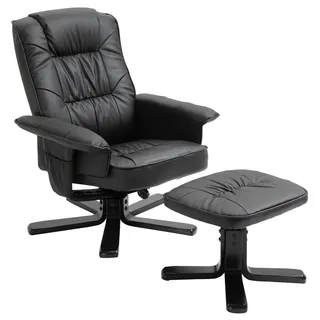 Idimex Relaxsessel Charly mit Hocker, schöner Drehsessel mit Lederimitat in schwarz, Schwarz, Textil, Mode, 76x87x61 cm, Wohnzimmer, Sessel, Polstersessel