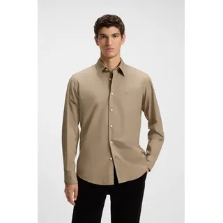 Langarmhemd BOSS ORANGE "Relegant", Herren, Gr. 5XL, N-Gr, grün (open grün346), Web, Obermaterial: 100% Baumwolle, regular fit, hoch geschlossener Ausschnitt, eingesetzt 2-Knopf-Manschette mit Knöpfen, Hemden Langarmhemd, mit BOSS Stickerei