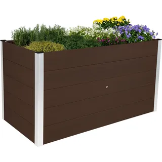 dobar® XXL Hochbeet aus WPC – WPC Pflanzkasten mit Aluminium-Kanten – Großes Gartenbeet mit Bodenkontakt – Pflegeleichtes Holz-Kunststoff Hochbeet 700 L– 150x70x75 cm -Dunkelbraun