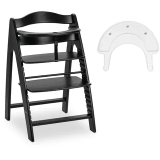 hauck Arketa N Play, Blackwashed - Mitwachsender Holzhochstuhl inklusive Spielbrett (ohne Spielaufsatz), Schrittgurt, 5-Punkt-Gurt & Schutzbügel - ab 6 Monaten bis 130 kg - Höhenverstellbar