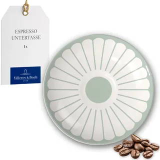 Villeroy & Boch - Fleur vert Espresso-Untertasse Grün, Spülmaschinenfest, Mikrowellensicher, Porzellan-Untersetzer für Espressotasse, Kleiner Servierteller, Unterteller Blumenmuster, Premium Porzellan