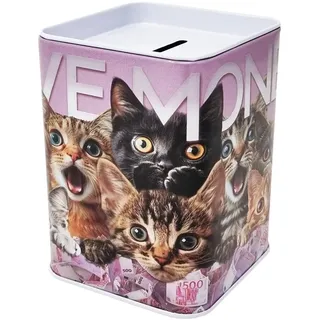 Spardose Design Tiere Katzen Money aus Metall Dose zum Öffnen 11 x 8 cm