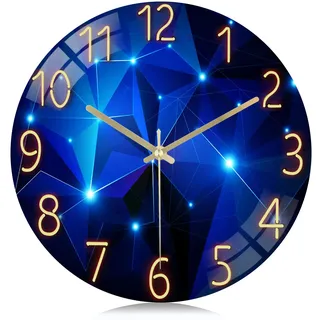 Lafocuse Lautlos Wanduhr Glas, Kreativ Sternenhimmel Stylisch Modern, Qualität Quarzuhr Ohne Ticken Deko für Wohnzimmer Schlafzimmer Küche 30cm