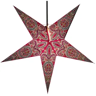 Faltbarer Leucht Papierstern, Weihnachtsdeko 60 cm, Calea blau | Handgefertigter Papierstern, stimmungsvolle Fensterdeko, TÜV geprüft, einfache Montage, inklusive Anleitung