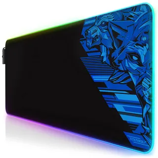 CSL - RGB Gaming Mauspad - LED Schreibtischunterlage - 800x300 mm - XXL Mousepad - Multi Color - 11 Beleuchtungs-Modi - 7 LED Farben Plus 4 Effektmodi - abwaschbar - Vector Blau