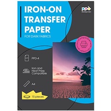PPD 15xA4 Inkjet Premium Transferpapier für dunkles Textil, Bügeleisen und Transferpresse PPD-4-15
