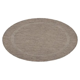 Carpetsale24 In- & Outdoor Teppich - Wetterfestes Flachgewebe in Sisal-Optik mit Bordüre, Küchenteppich, Terrasse, Wohnzimmer Grösse: 120 cm Rund - Braun