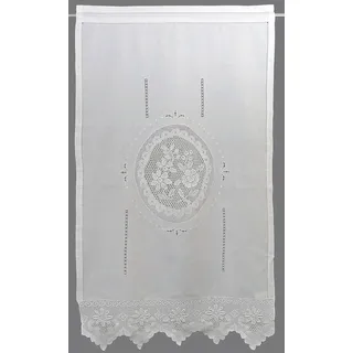 Gardine "Wildspitze" Gr. 1, weiß, B:60cm H:130cm, Baumwolle (Bio-Baumwolle), HOSSNER - ART OF HOME DECO, Gardinen, Gardine, m. Häkelspitze aus ECHTER HANDARBEIT, Topseller