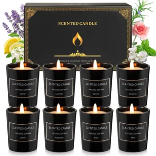 Duftkerze im Glas | Weihnachten Duftkerze Geschenkset aus 8 Düft Kerze für Frauen mit Langer Brenndauer & Sojawachs Duftkerze Set kleine Geschenke für Frauen Geburtstag Weihnachten