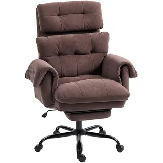 Homcom Bürostuhl, Ergonomischer Schreibtischstuhl mit Armlehne, Fußstütze, Kaffee , Braun , Textil , Füllung: Schaumstoff,Schaumstoff , 77x116x80 cm , Büromöbel, Bürostühle, Drehstühle