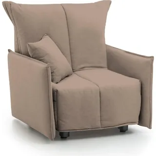 Schlafsofa Dabari, Einzelsofa, 100%  Italy, Wohnzimmersessel mit Trolley-Öffnung, aus gepolstertem Stoff, mit Standard-Armlehnen, Cm 110x90h85, Turteltaube - Grau