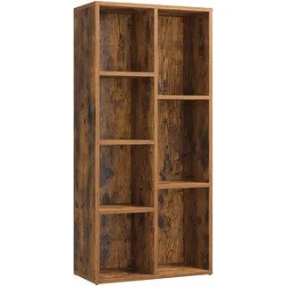 Songmics Bücherregal, mit 7 Fächern, Büroregal, Würfelregal, Standregal, für Wohnzimmer, Schlafzimmer, Büro, Kinderzimmer, vintagebraun LBC27BX